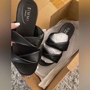 Simmi London Wide Fit Hemera mule flatform sandals in black